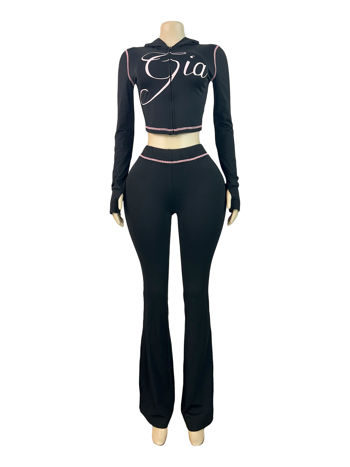 Casual Hoodie Zip Top And Pants Yoga Sports Sets