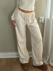 Solid Color Drawstring Loose Casual Pants