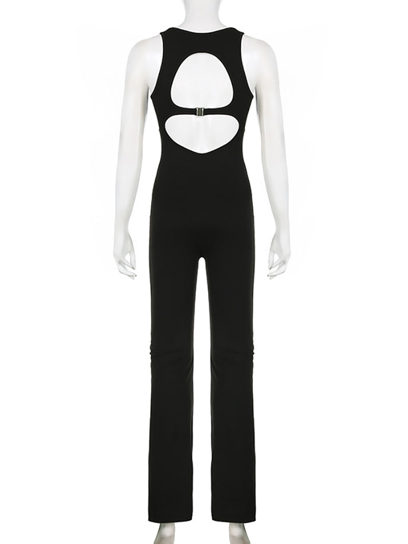 Casual Hollow Out Backless Yoga Jumpsuit