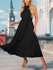 Casual Sleeveless A-Line Cocktail Pleated Dress