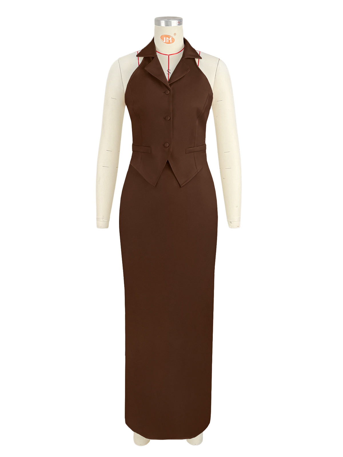 Fashion Sleeveless Vest Long Skirt Two Piece Set