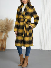 Warm Plaid Double Breasted Woolen Coat