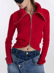 Slim Fit Collared Cropped Jacket-boutique