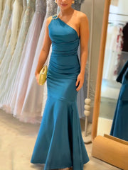 Elegant One Shoulder Backless Lace-Up Mermaid Dress