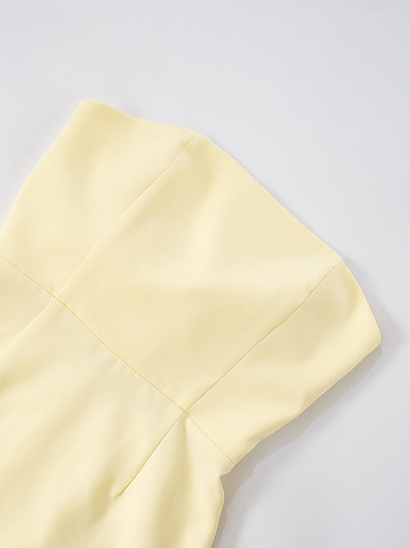 Sexy Strapless Backless Bow Hem Ruffle Maxi Dress