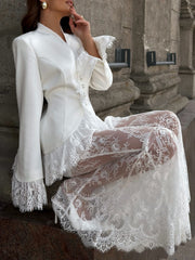 Lace Blazer and Flare Pants Set-boutique