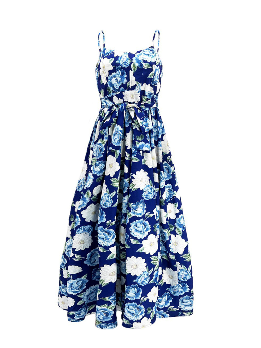 Elegant Floral Print Spaghetti Strap Maxi Dress