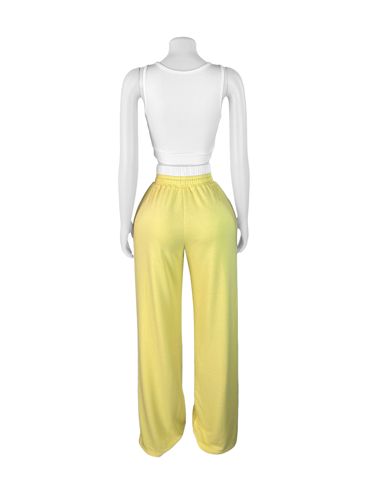 Casual Square Neck Cropped Vest Draw String Pants Set