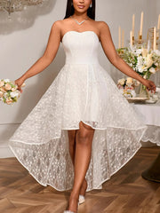 Gorgeous Strapless Lace Jacquard Evening Dress
