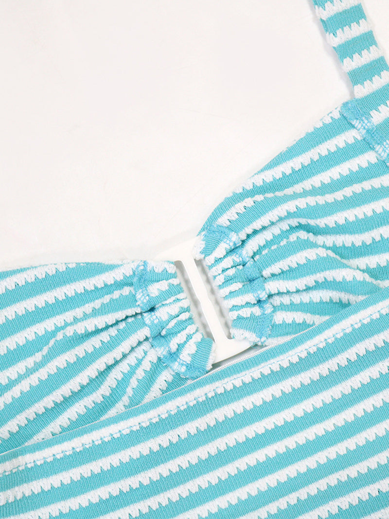 Casual Halter Cut Out Stripe Sleeveless Pants Sets