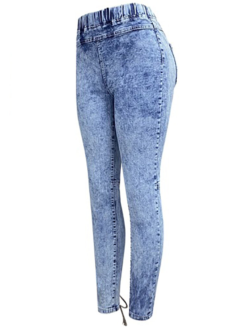 Fashion Elastic Waist Slim Bandage Jeans