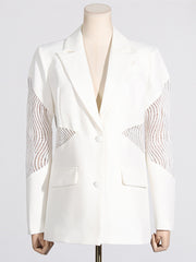 Solid Color Lace Patchwork Casual Blazer
