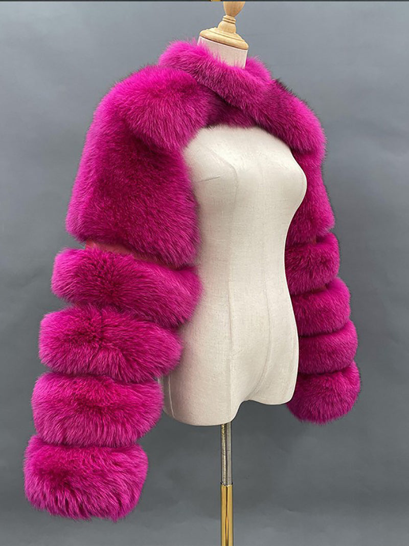 Fluffy Faux Fur Warm Shawl Jacket Coat