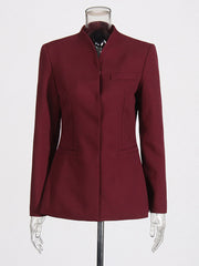 Fashion Simple Blazer High Waist Pants Suit