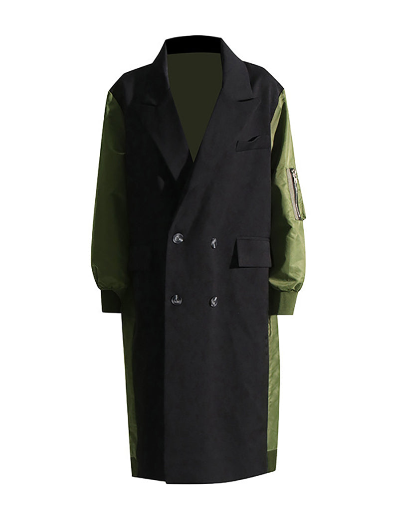 Colorblock Patchwork Double-breasted Coat