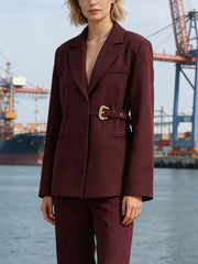 Fashion Irregular Decorative Buckle Blazer