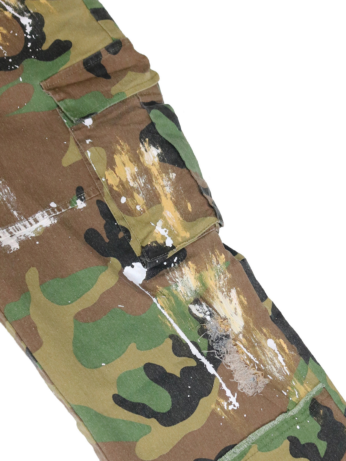 Casual Camouflage Print Ripped Straight Pants
