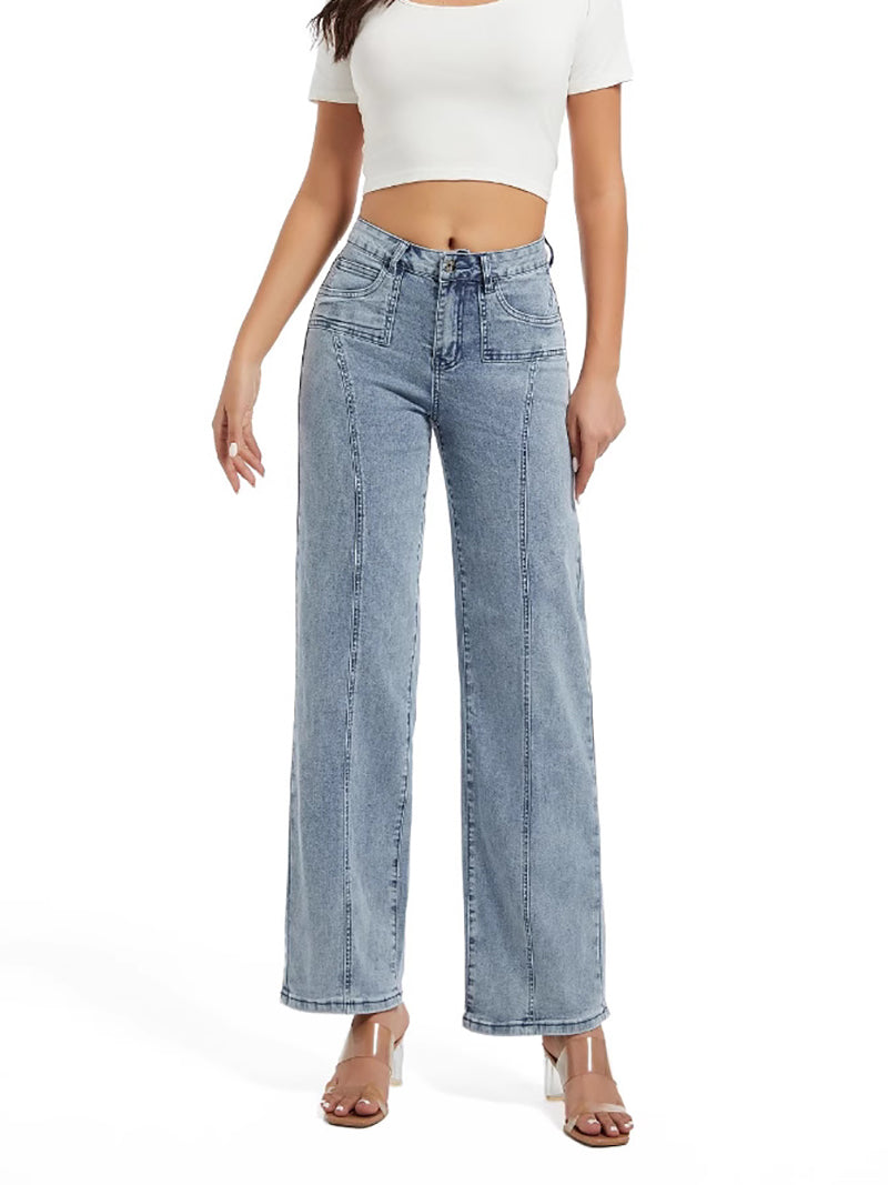 Casual High Waist Wide Leg Jeans