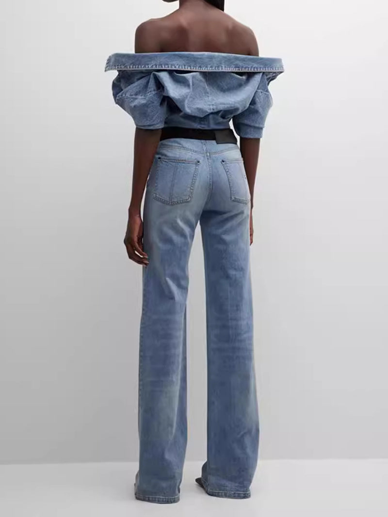 Casual High Waist Straight Leg Jeans