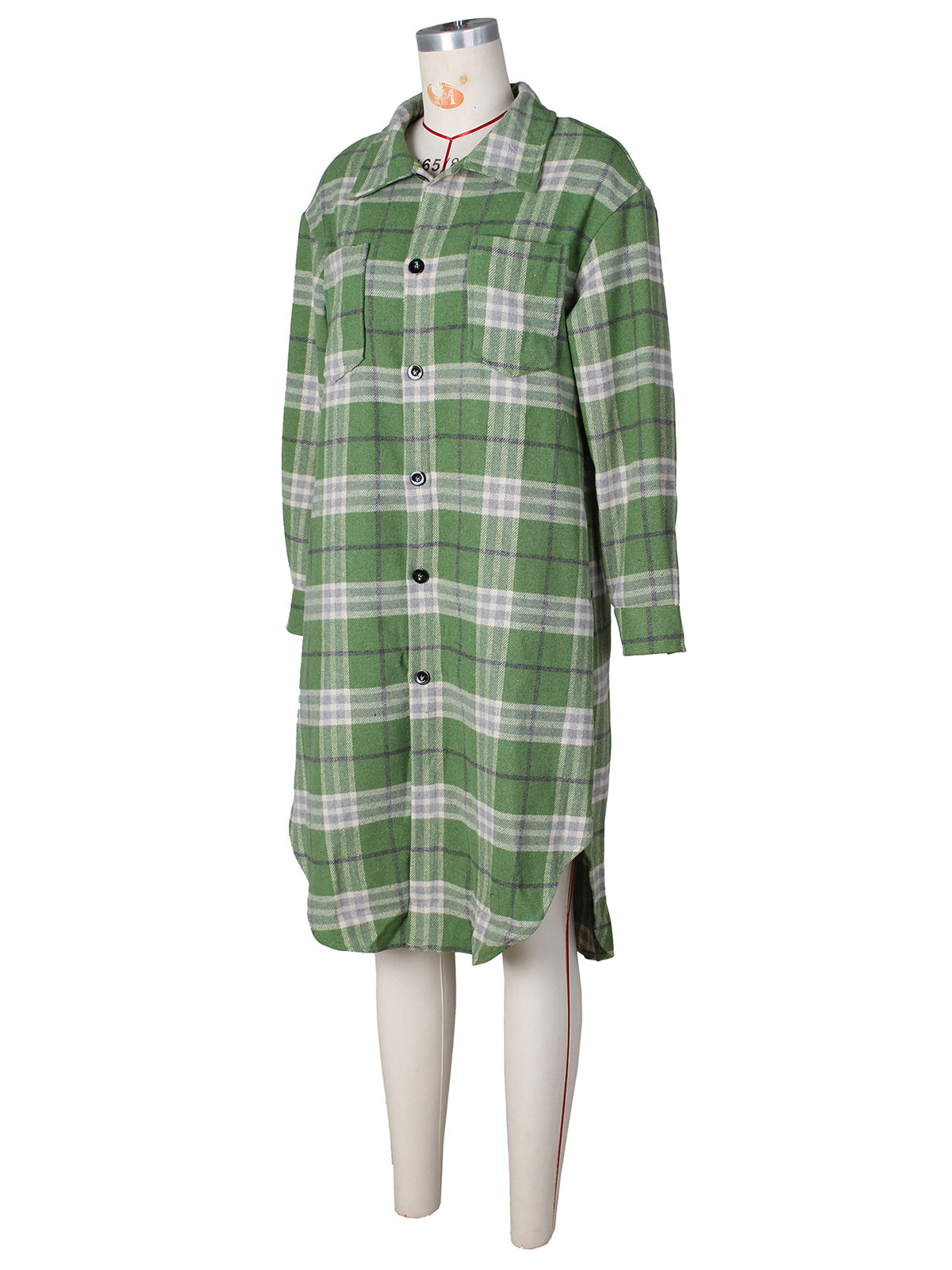 Plaid Flannel Shacket Maxi Length Shirt Coats