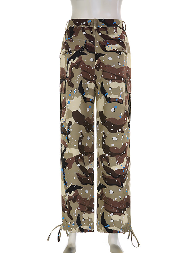 Casual Camo Cargo Pants Straight Trousers