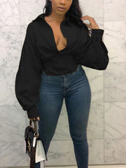 Balloon Sleeve Fitted Blouse