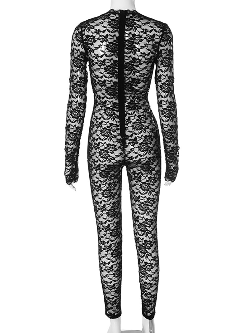 Sexy Lace See Through Nightclub Jumpsuit