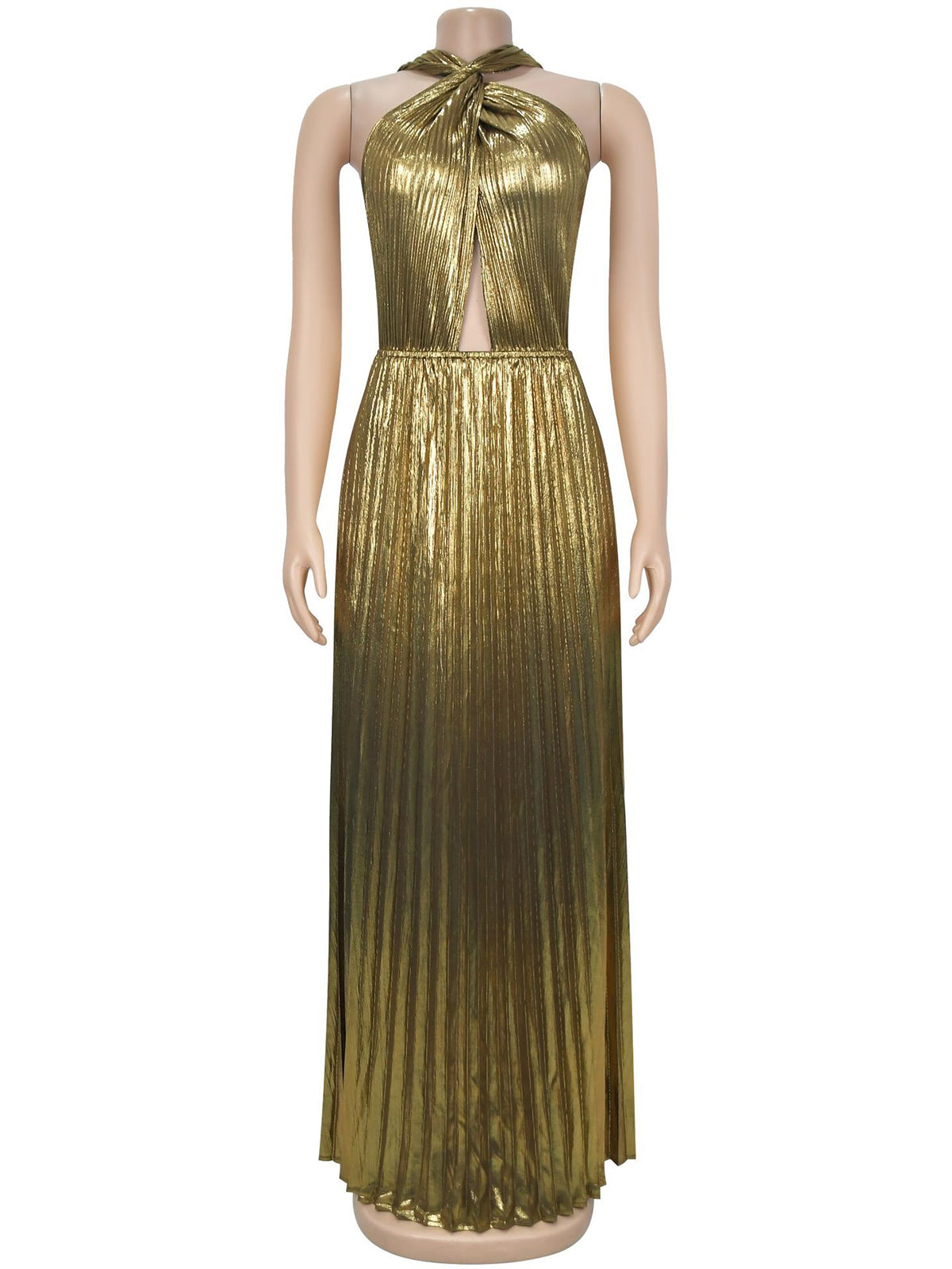 Fashion Backless Lace-up Pleated Maxi Dress