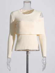 Round Neck Slim Asymmetrical Knit Sweater