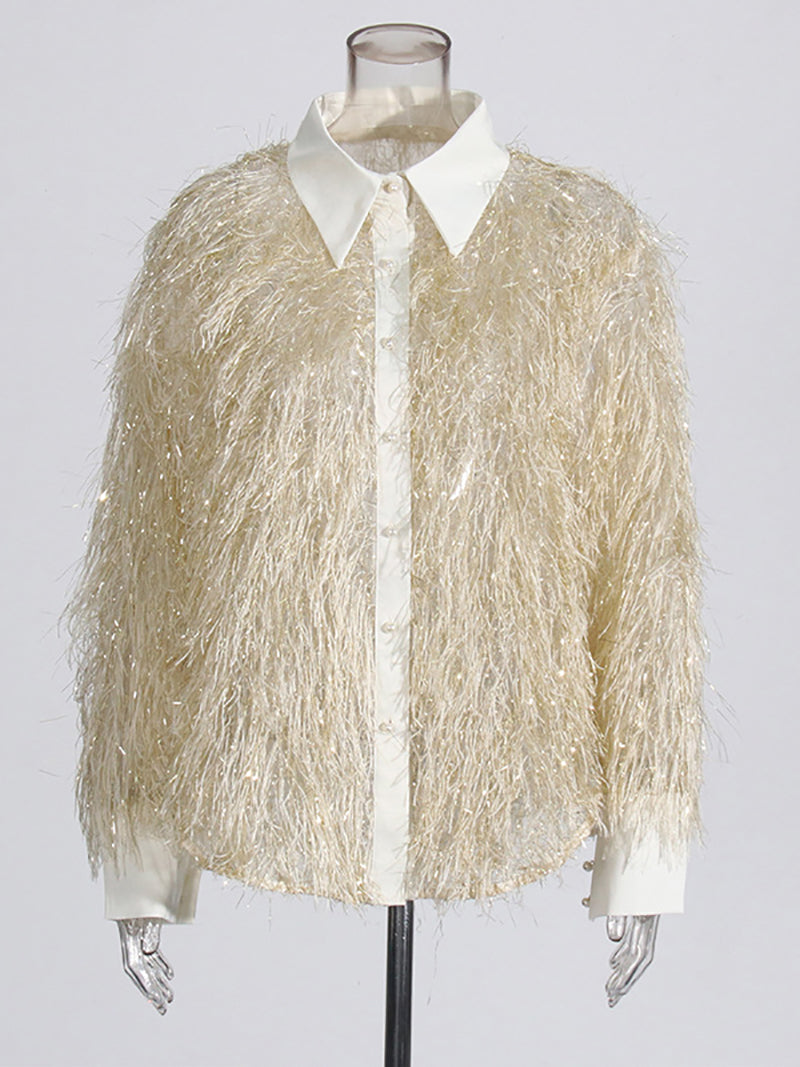 Fashion Single-Breasted Fringe Shirt