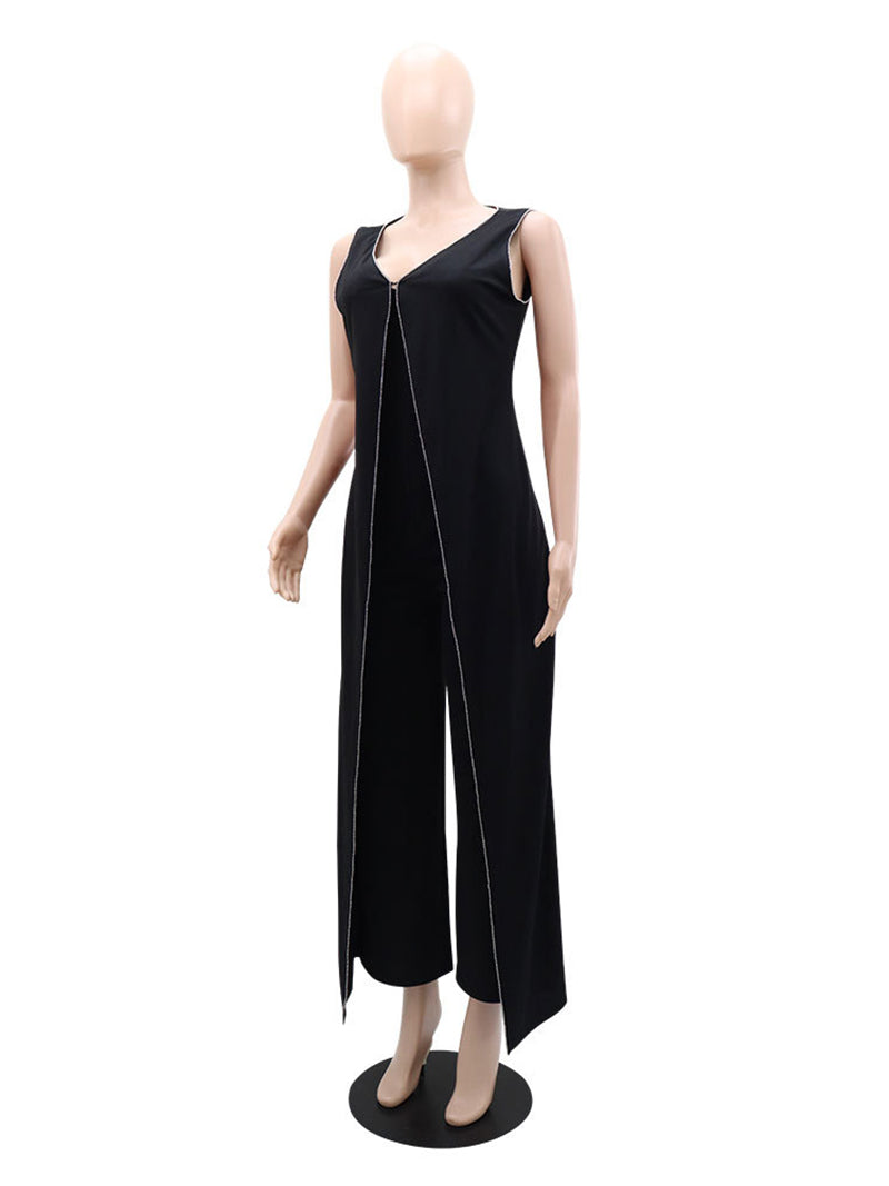 Fashion V Neck Sleeveless Jumpsuit