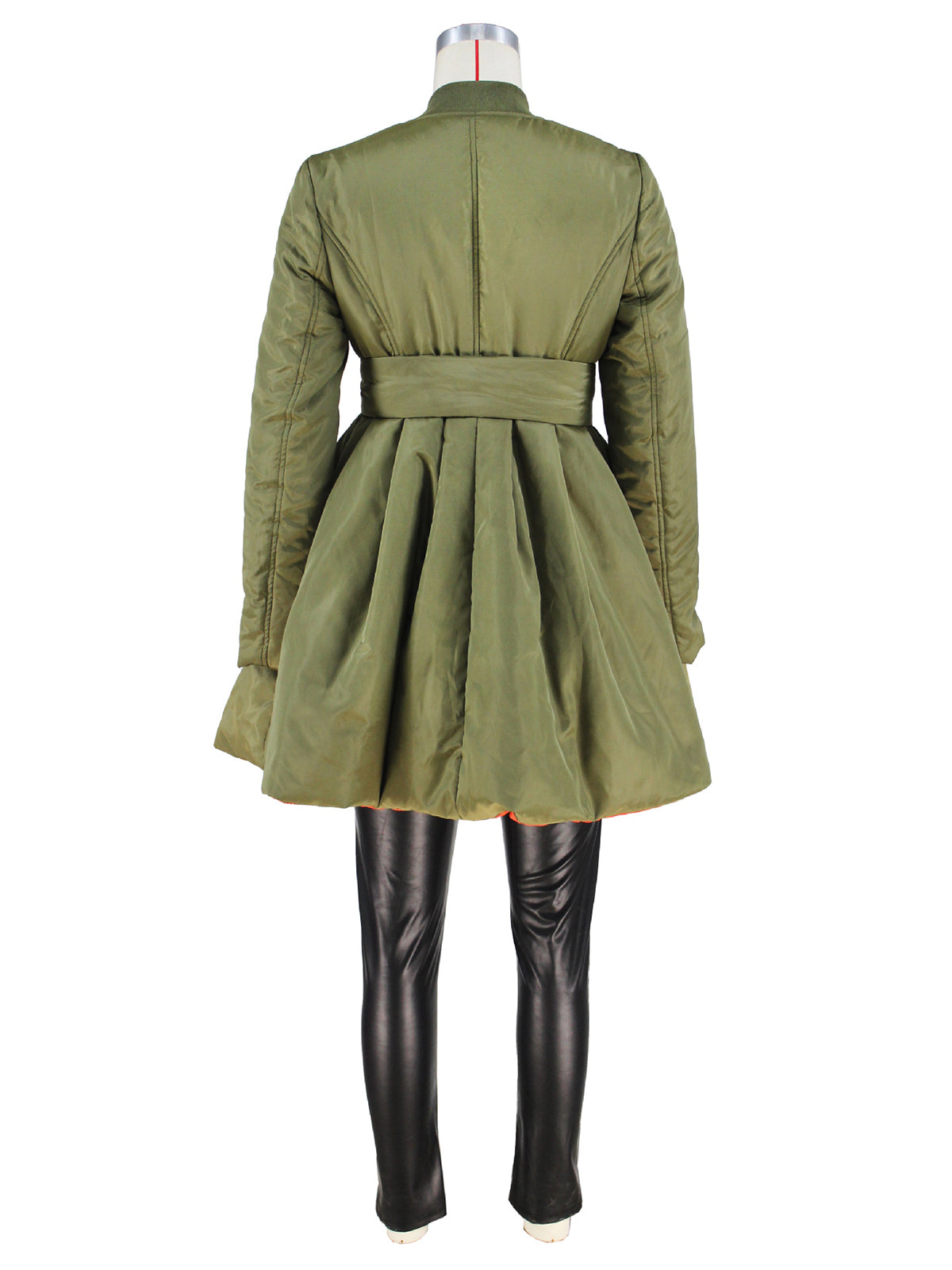 Fashion Swing High Belted Puffer Coat