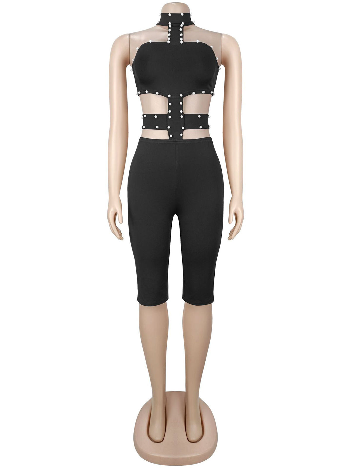 Sexy Halter Studded Cut-out Details Romper