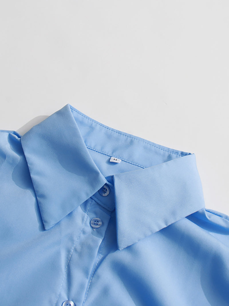 Casual Loose Spliced Button Lapel Shirt Dress