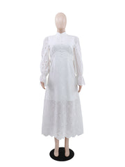 Elegant Hollow Out Cinched Waist Holiday Dress