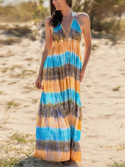 Sexy Tie-Dye Halter Backless Beach Dress