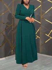 Elegant V Neck Long Sleeve Slim Evening Dress
