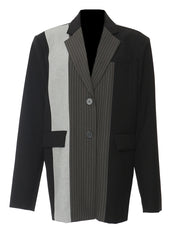 Fashion Lapel Stripe Patchwork Blazer