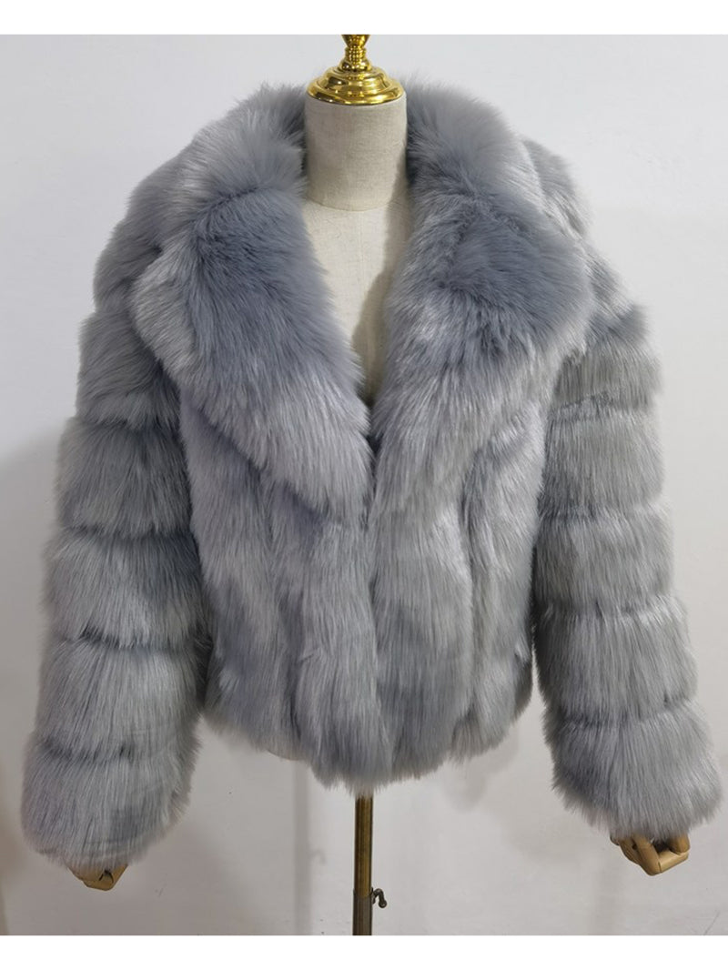 Fashion Faux Fur Suit Collar Jacket Coat