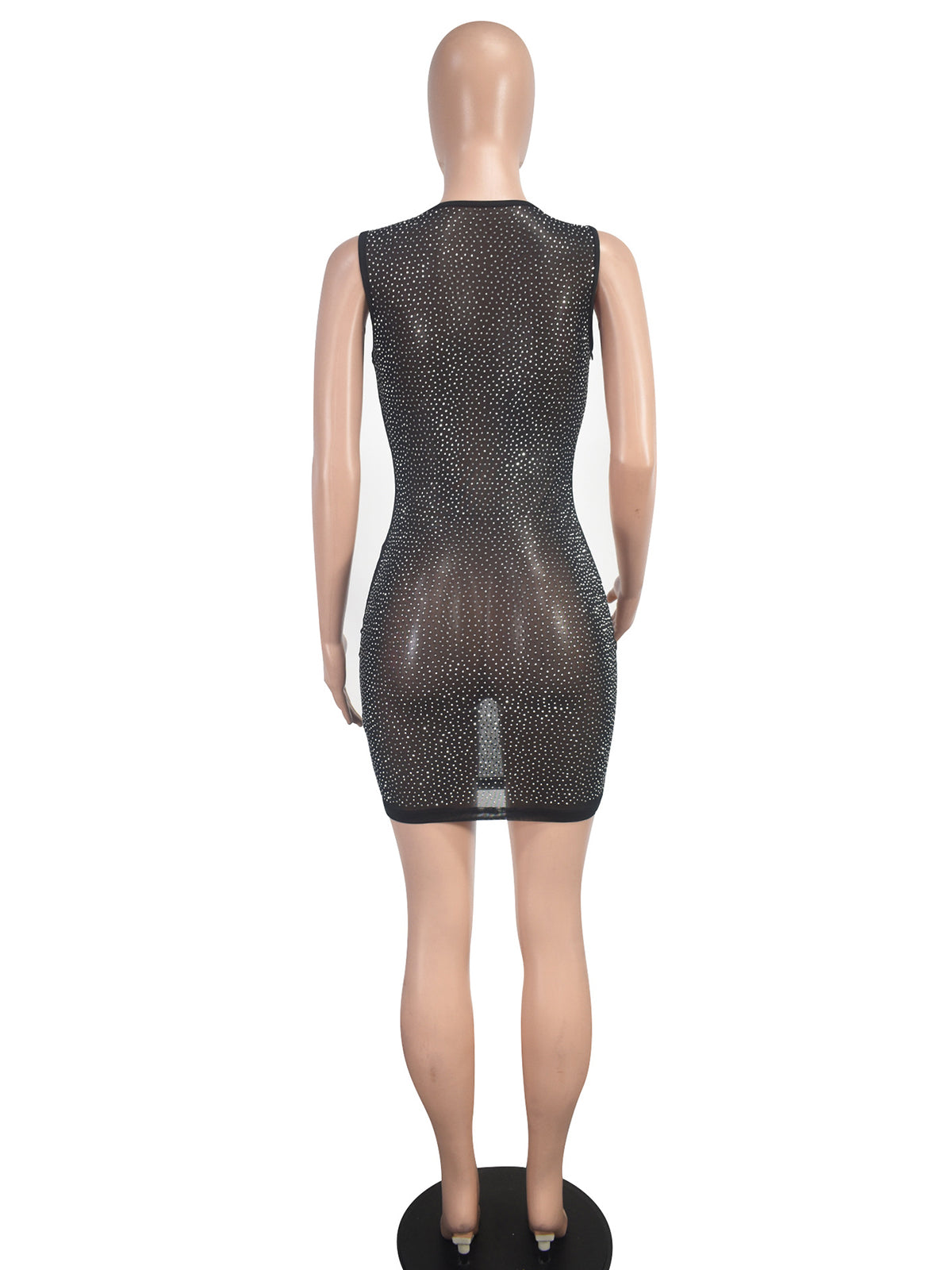 Sexy Beaded Sse-Through Mesh Bodycon Dress