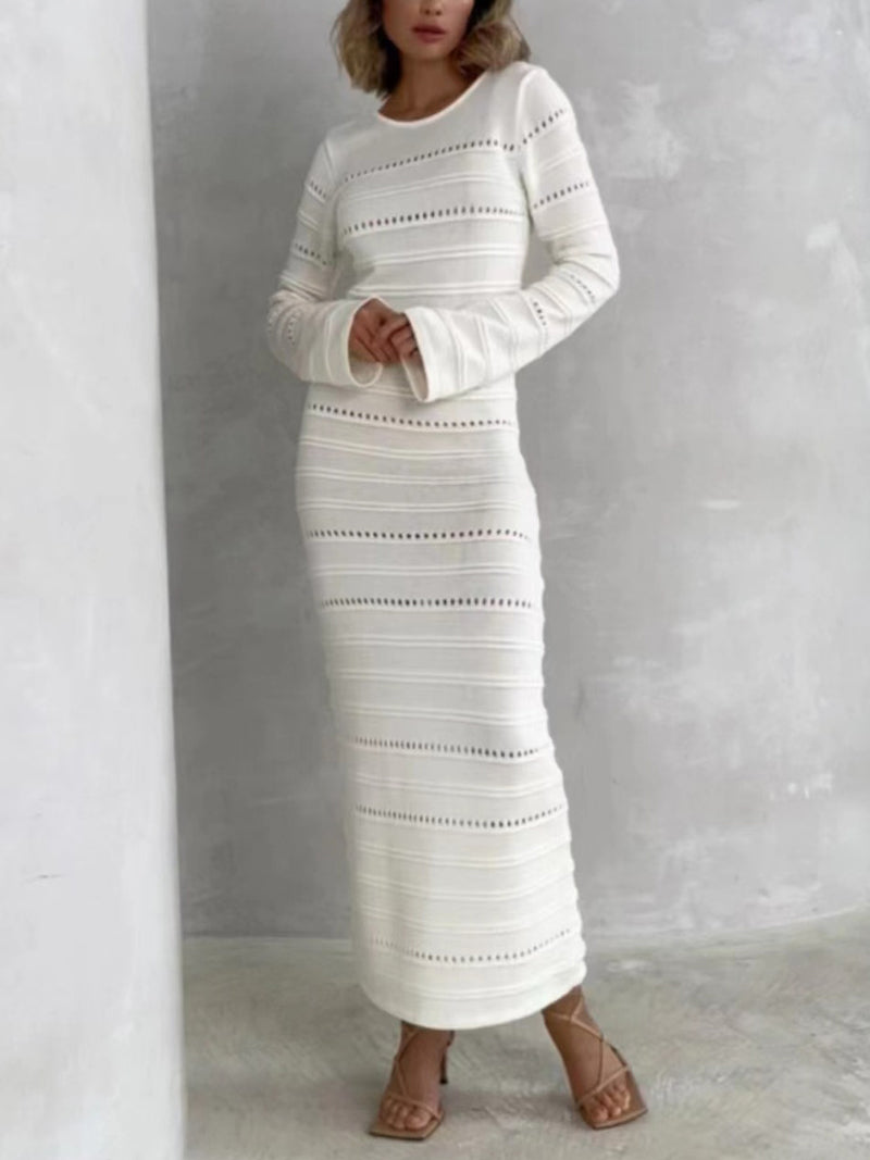 Fashion Stripe Hollow out Knit Dress