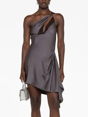 One-shoulder Stretch-jersey Asymmetric Mini Dress