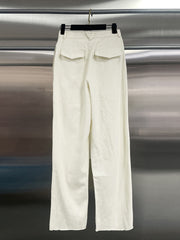 Fashion Pleated Hemp Straight-Leg Pants