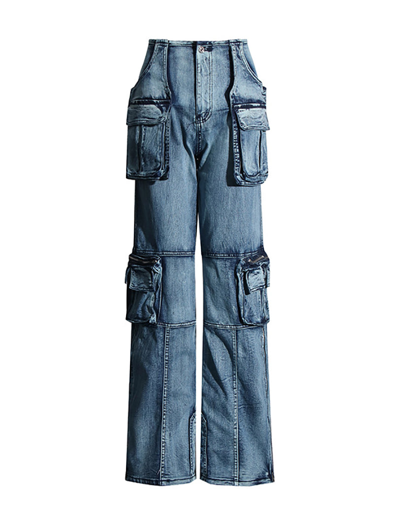 Fashion Multi-pocket Straight Jeans