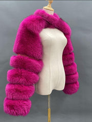 Faux Fur Long Sleeve Open Front Bolero