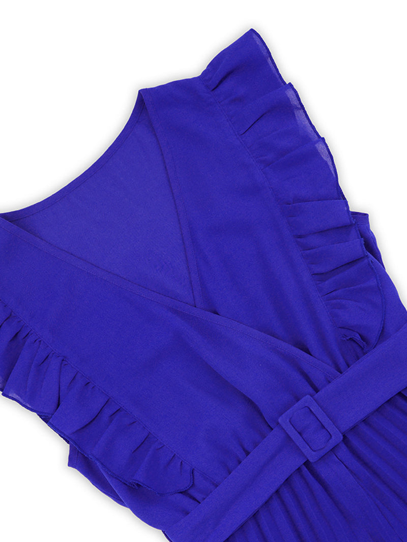 Casual Sleeveless Ruffles Slim Wide Leg Jumpsuit