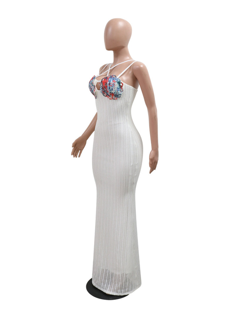 Ethereal Garden Rhinestones Maxi Dress