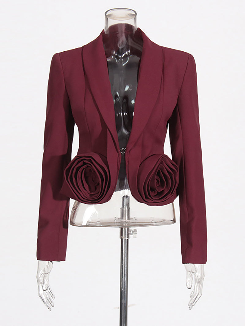 Fashion Floral Embellishment Blazer A-line Skirt Suit