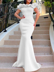 Elegant Off Shoulder Slim Fit Mermaid Prom Dress