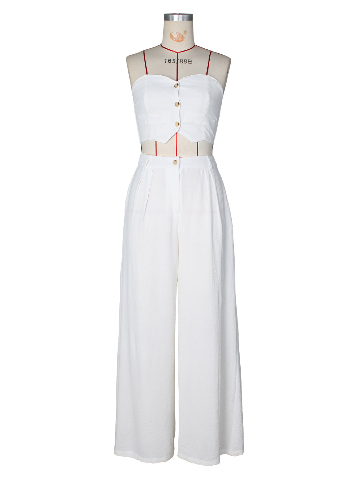 Fashion Elastic Strapless Tube Top Wide Leg Pants Sets